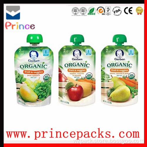 new 2016 BPA free stand up baby food spout pouches for organic food